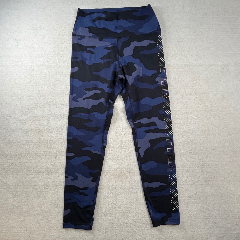 PINK Victoria's Secret Ultimate Leggings Large Blue Camo Rhinestone Studded
